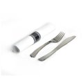 Emi Yoshi EMI Yoshi EMI-GWFKN Glimmerware Salad Fork-Dinner Knife Rolled Cutlery Kit - Pack of 100 - Silver EMI-GWFKN